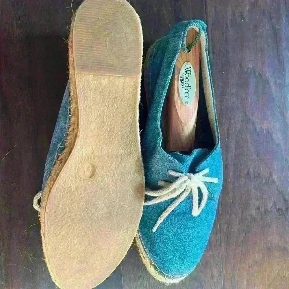 Blue suede women’s lace up espadrilles from Spain EUR size 41, US size 9.5